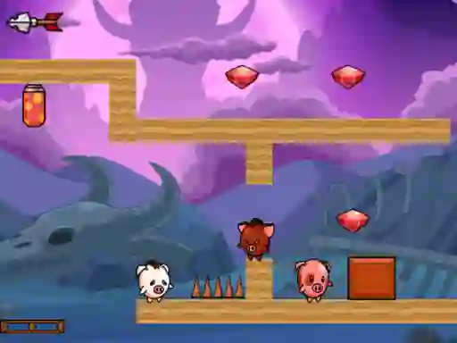 Гульня Pig Bros Adventure онлайн