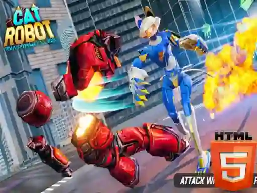 Гульня Cat Robot Transform War онлайн
