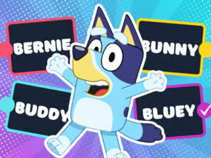 Гульня Дзіцячая віктарына: Віктарына Bluey Super Fan  онлайн