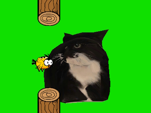 Гульня Flappy Bird Spinning oia oia cat онлайн