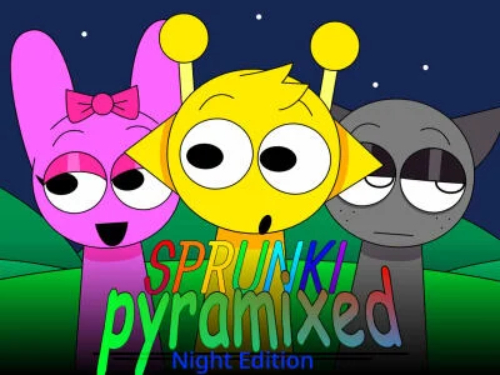 Гульня Sprunki Pyramixed: Night Edition онлайн